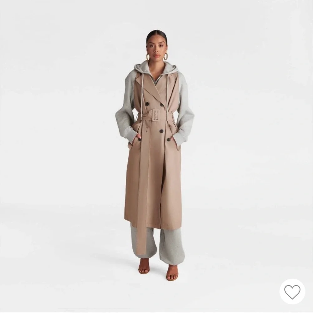 KBB by KAHLANA Target The Sweatshirt Trench Coat Khaki/Heather Gray size Medium - Picture 2 of 5